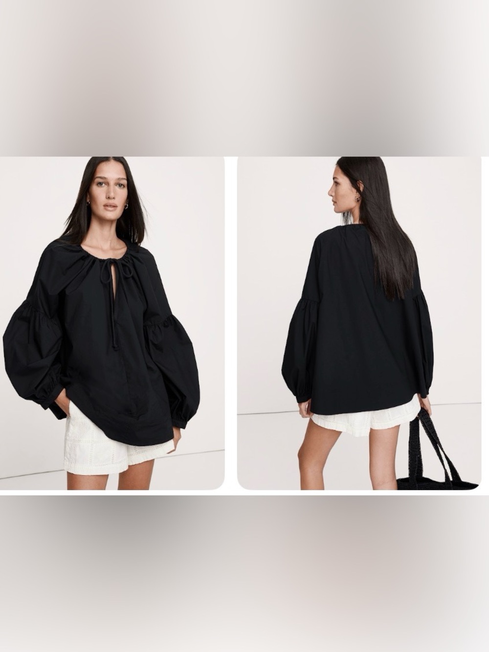 NWT banana republic large poplin drawstring blouse